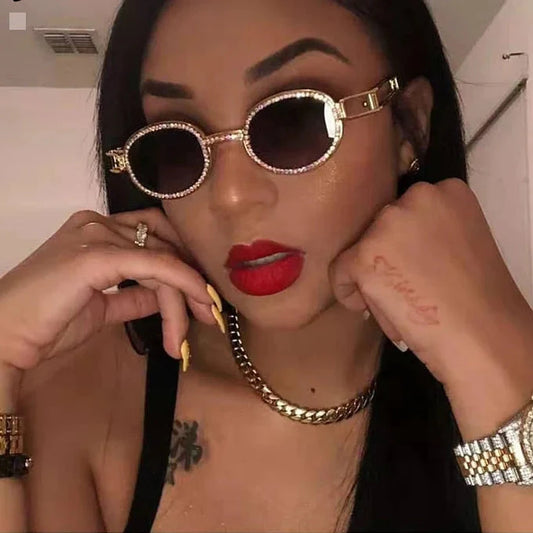  Women's Vintage Steampunk Rhinestone Diamond Designer Sunglasses - Women Sunglasses - DYAVOR® 