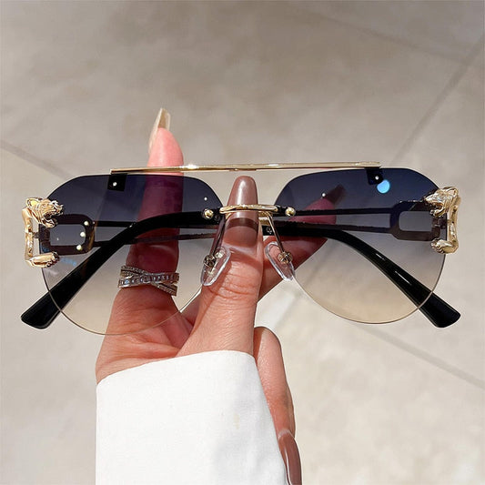  Unisex Vintage UV400 Double Bridge Gradient Rimless Partywear Sunglasses - Unisex Sunglasses - DYAVOR® 