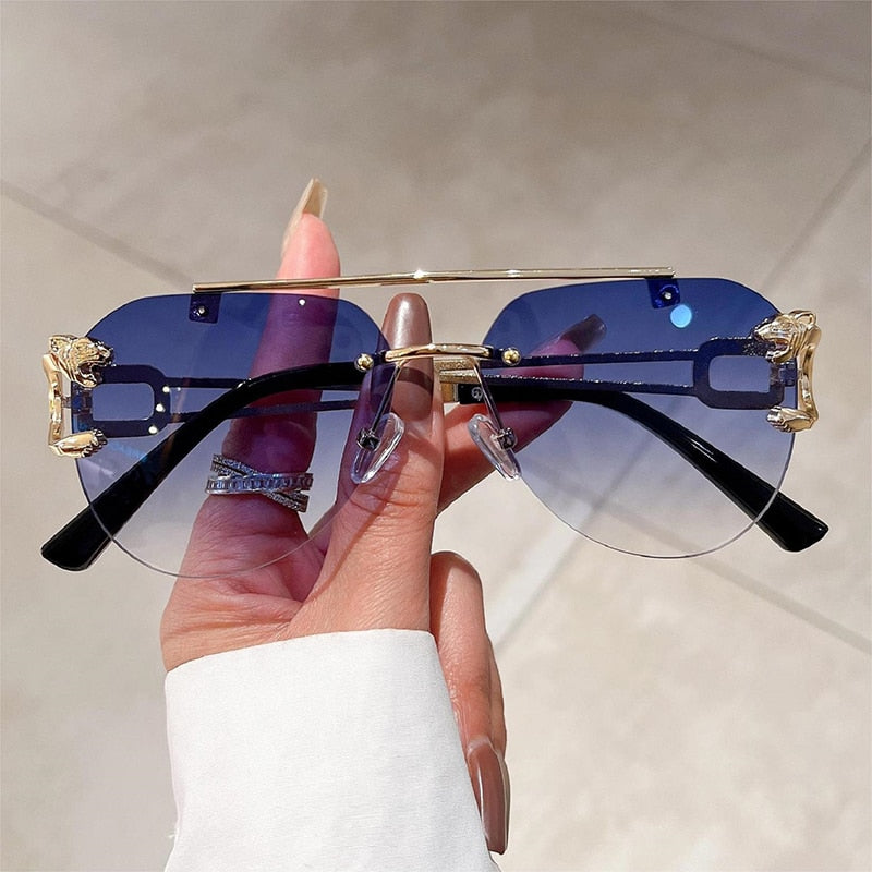  Unisex Vintage UV400 Double Bridge Gradient Rimless Partywear Sunglasses - Unisex Sunglasses - DYAVOR® 
