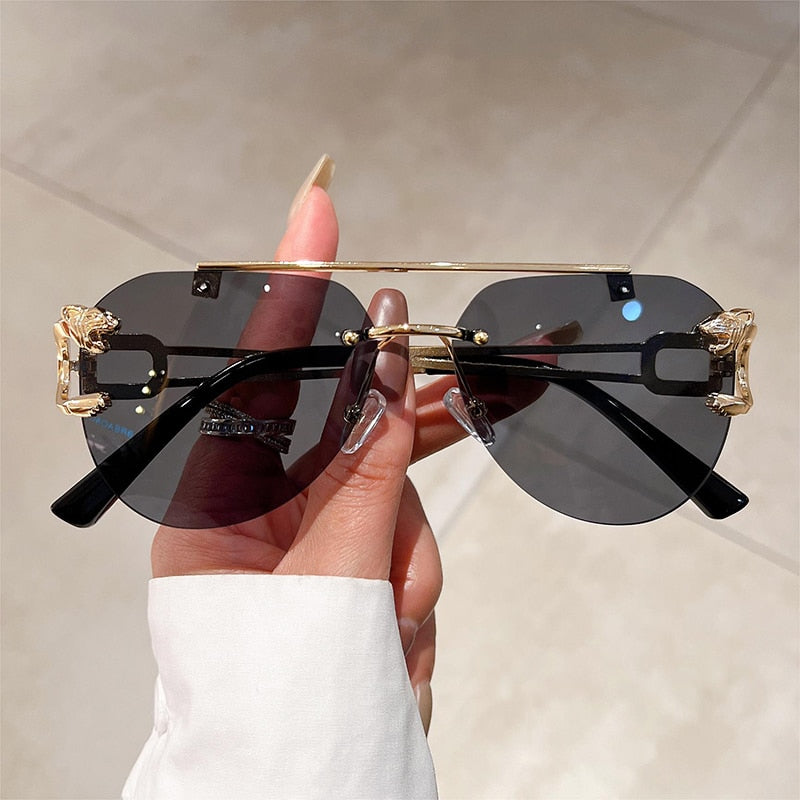  Unisex Vintage UV400 Double Bridge Gradient Rimless Partywear Sunglasses - Unisex Sunglasses - DYAVOR® 