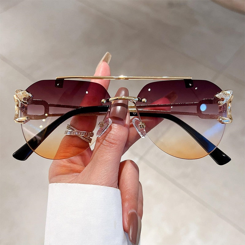  Unisex Vintage UV400 Double Bridge Gradient Rimless Partywear Sunglasses - Unisex Sunglasses - DYAVOR® 