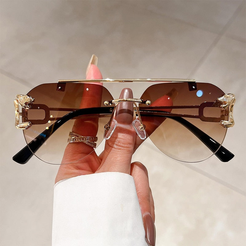  Unisex Vintage UV400 Double Bridge Gradient Rimless Partywear Sunglasses - Unisex Sunglasses - DYAVOR® 