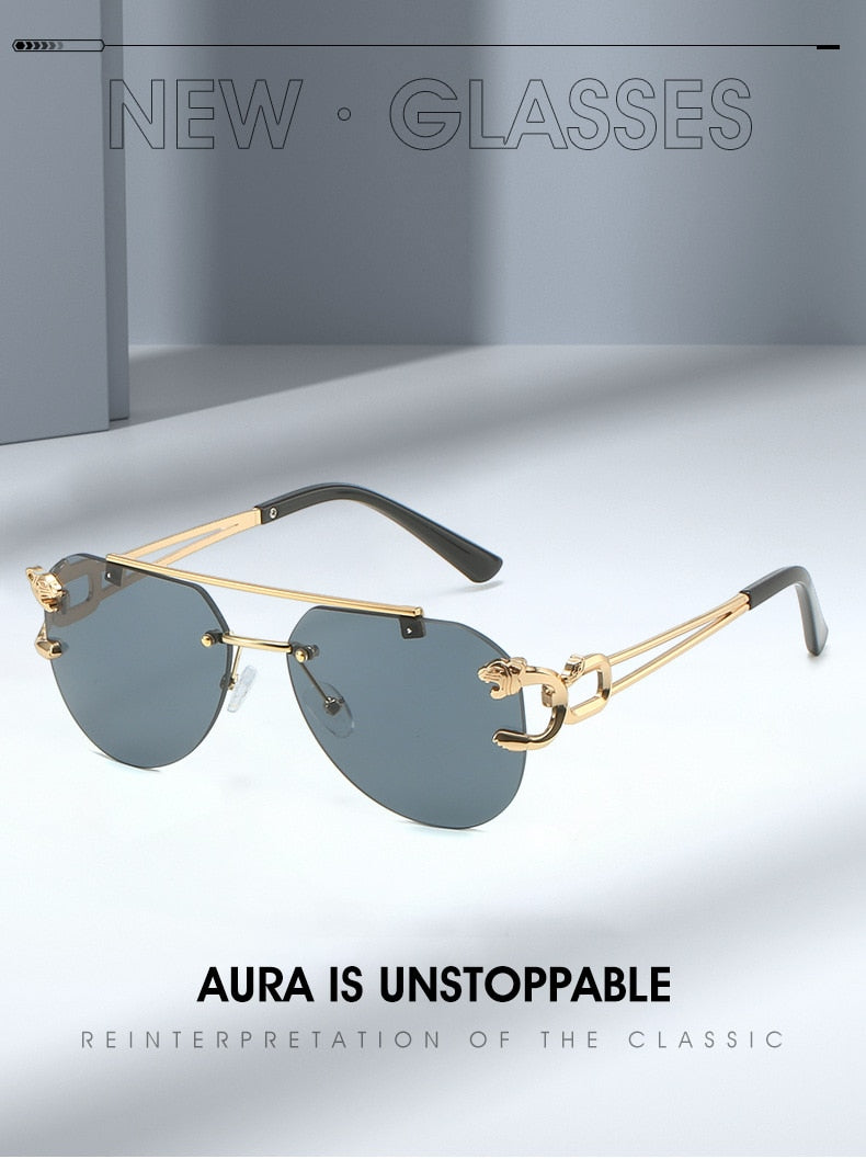  Unisex Vintage UV400 Double Bridge Gradient Rimless Partywear Sunglasses - Unisex Sunglasses - DYAVOR® 