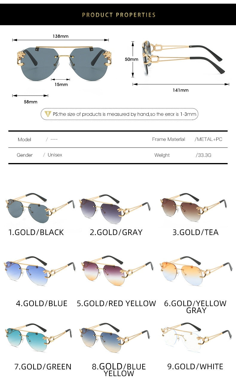  Unisex Vintage UV400 Double Bridge Gradient Rimless Partywear Sunglasses - Unisex Sunglasses - DYAVOR® 