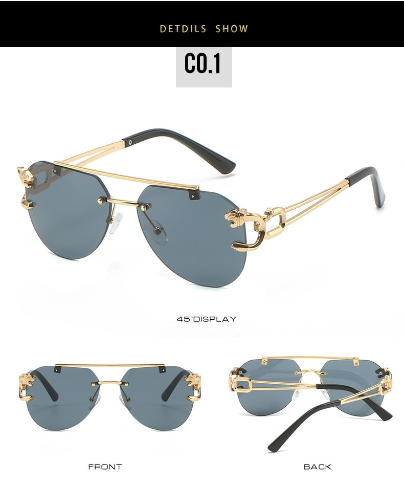  Unisex Vintage UV400 Double Bridge Gradient Rimless Partywear Sunglasses - Unisex Sunglasses - DYAVOR® 