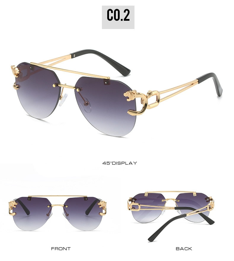 Unisex Vintage UV400 Double Bridge Gradient Rimless Partywear Sunglasses - Unisex Sunglasses - DYAVOR® 