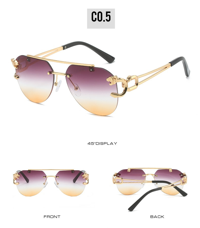  Unisex Vintage UV400 Double Bridge Gradient Rimless Partywear Sunglasses - Unisex Sunglasses - DYAVOR® 