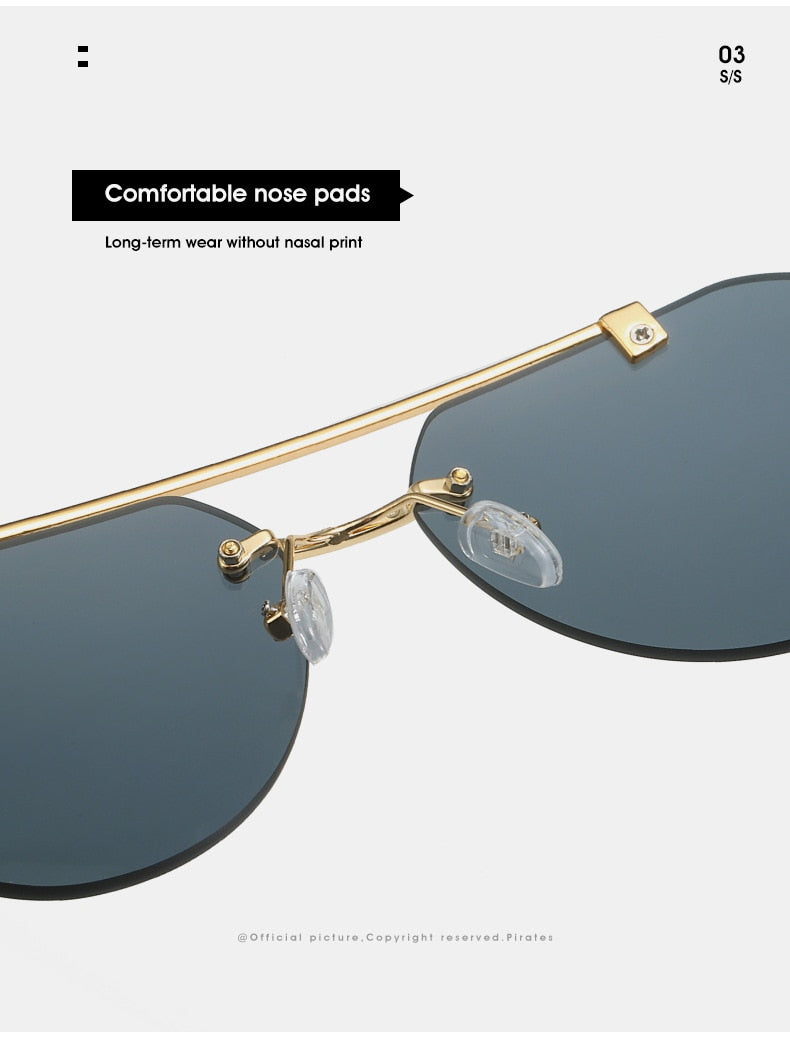  Unisex Vintage UV400 Double Bridge Gradient Rimless Partywear Sunglasses - Unisex Sunglasses - DYAVOR® 