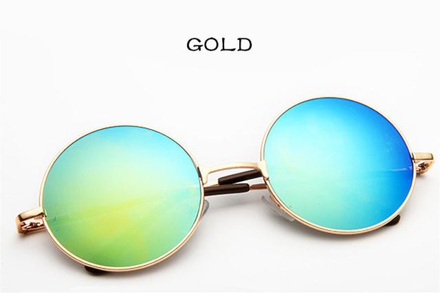  Vintage Round Frame Designer Mirror Lens Sunglasses for Women - Women Sunglasses - DYAVOR® 