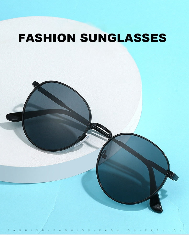  Men and Women Vintage Luxury Solid Gradient UV400 Round Sunglasses - Unisex Sunglasses - DYAVOR® 