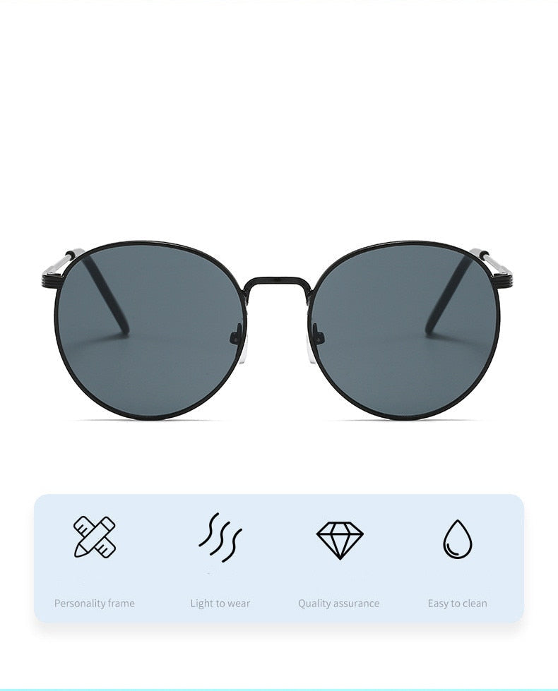  Men and Women Vintage Luxury Solid Gradient UV400 Round Sunglasses - Unisex Sunglasses - DYAVOR® 