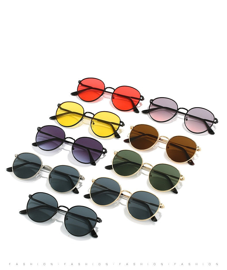  Men and Women Vintage Luxury Solid Gradient UV400 Round Sunglasses - Unisex Sunglasses - DYAVOR® 