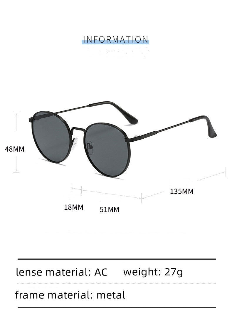  Men and Women Vintage Luxury Solid Gradient UV400 Round Sunglasses - Unisex Sunglasses - DYAVOR® 