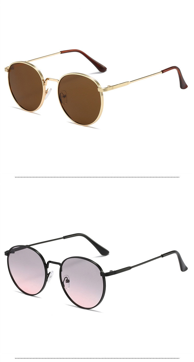  Men and Women Vintage Luxury Solid Gradient UV400 Round Sunglasses - Unisex Sunglasses - DYAVOR® 