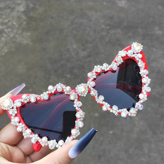  Women's Vintage Hip-Hop Crystal Diamond Heart-Shaped Sunglasses - Women Sunglasses - DYAVOR® 