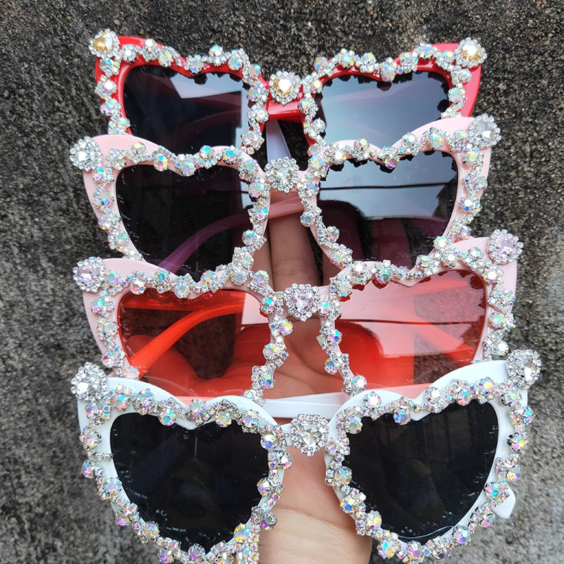 Women's Vintage Hip-Hop Crystal Diamond Heart-Shaped Sunglasses - Women Sunglasses - DYAVOR® 