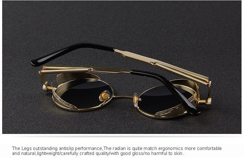  Vintage Steampunk Round Design Sunglasses for Women with UV400 Lenses - Women Sunglasses - DYAVOR® 