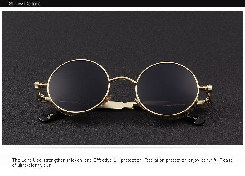  Vintage Steampunk Round Design Sunglasses for Women with UV400 Lenses - Women Sunglasses - DYAVOR® 