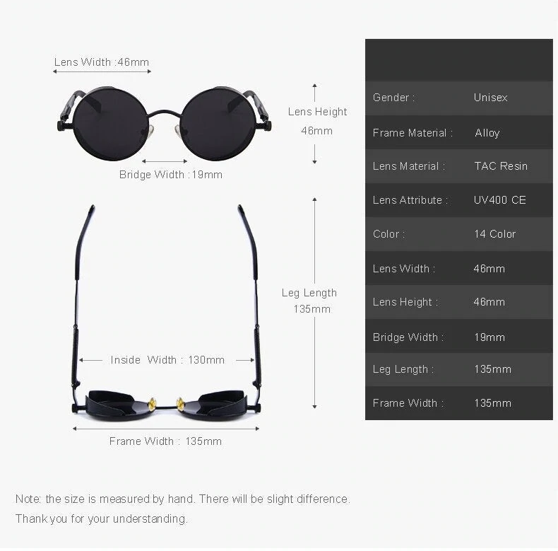  Vintage Steampunk Round Design Sunglasses for Women with UV400 Lenses - Women Sunglasses - DYAVOR® 