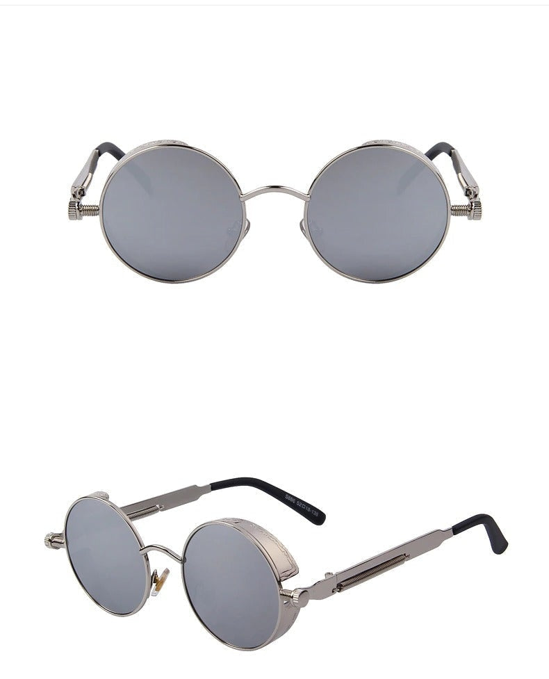 Vintage Steampunk Round Design Sunglasses for Women with UV400 Lenses