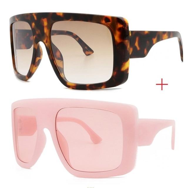  Vintage Women's Beige Large Shield Oversized Celebrity Square Sunglasses - Women Sunglasses - DYAVOR® 