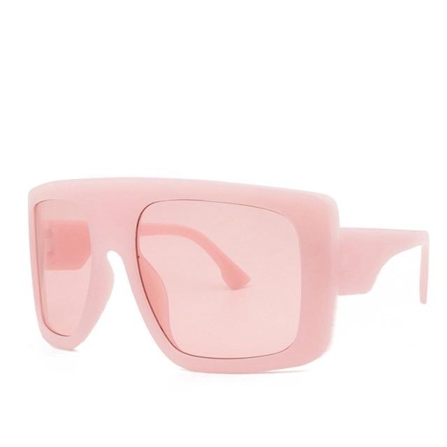  Vintage Women's Beige Large Shield Oversized Celebrity Square Sunglasses - Women Sunglasses - DYAVOR® 