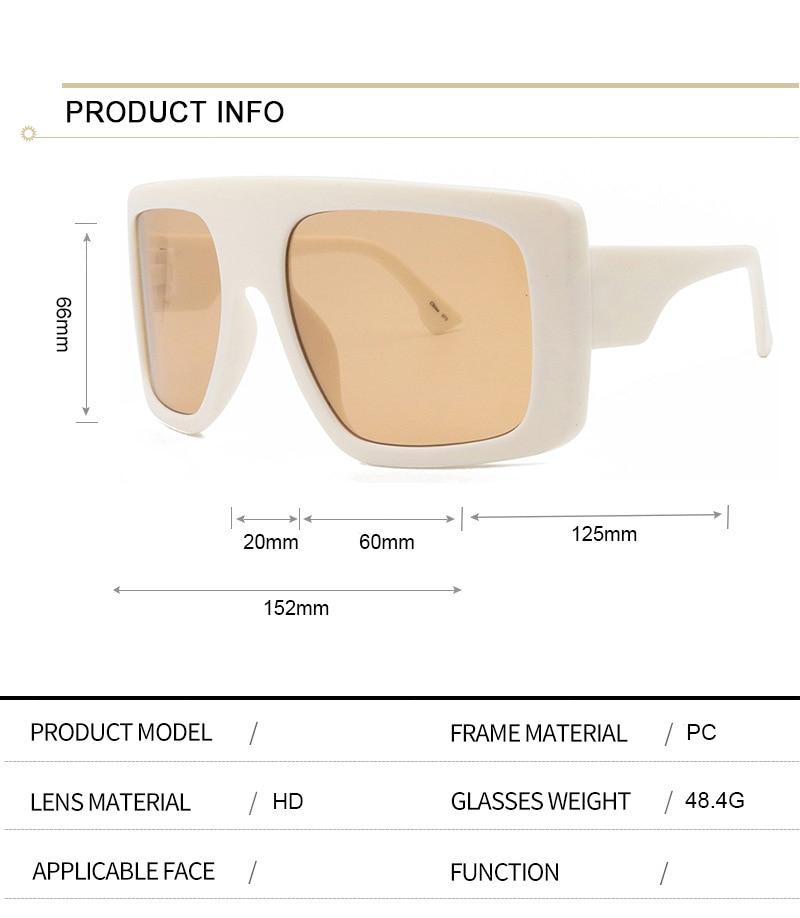  Vintage Women's Beige Large Shield Oversized Celebrity Square Sunglasses - Women Sunglasses - DYAVOR® 