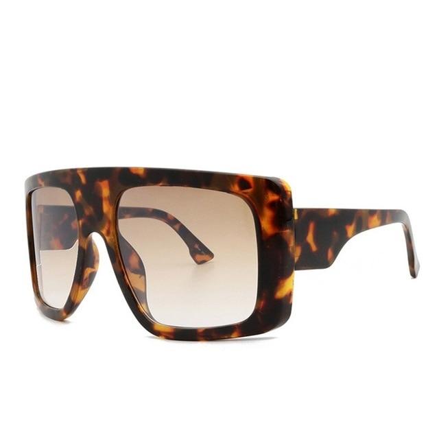  Vintage Women's Beige Large Shield Oversized Celebrity Square Sunglasses - Women Sunglasses - DYAVOR® 