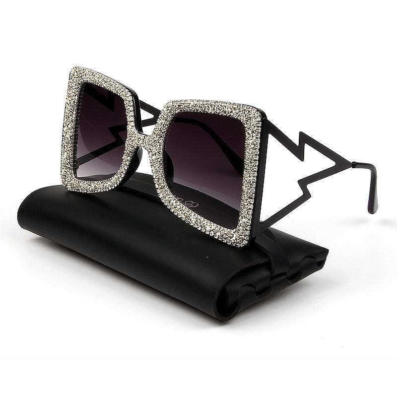  Vintage Women's Bling Stones Big Wide Temple Oversize Sunglasses - Women Sunglasses - DYAVOR® 