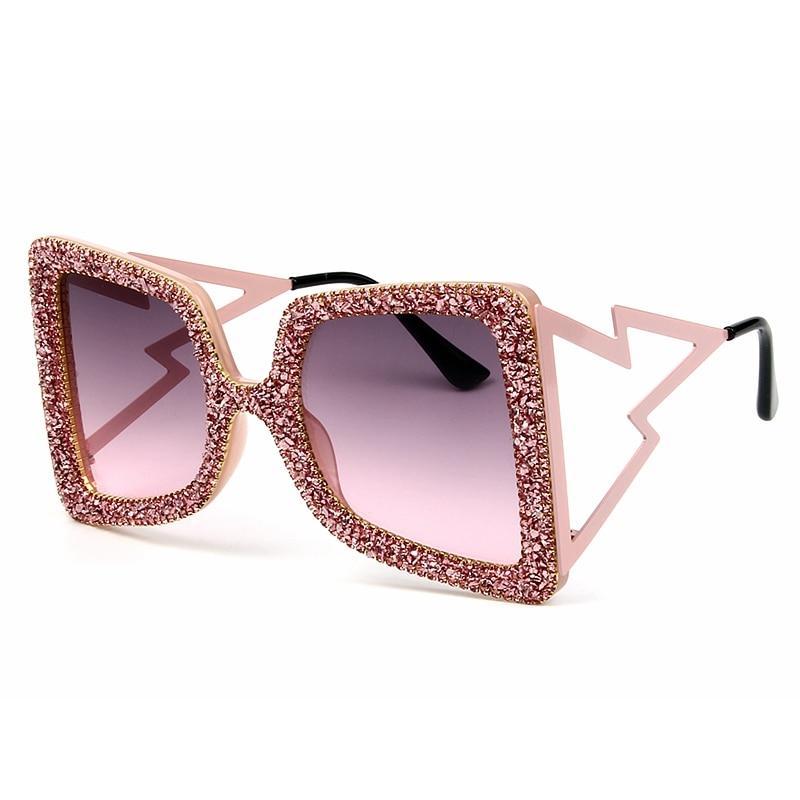  Vintage Women's Bling Stones Big Wide Temple Oversize Sunglasses - Women Sunglasses - DYAVOR® 