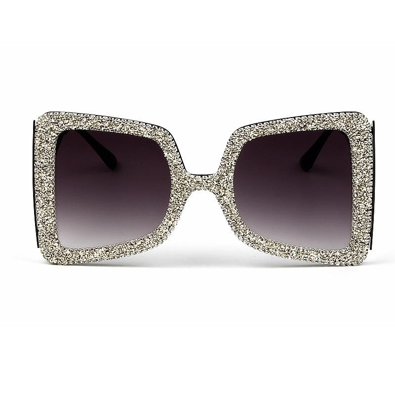  Vintage Women's Bling Stones Big Wide Temple Oversize Sunglasses - Women Sunglasses - DYAVOR® 