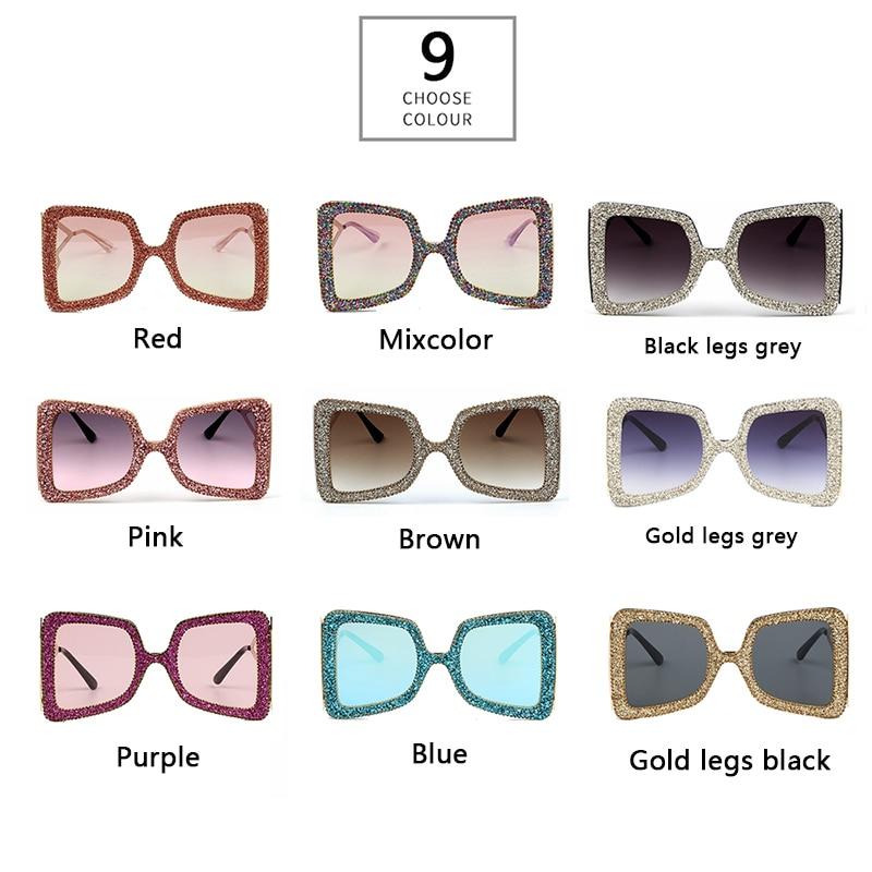  Vintage Women's Bling Stones Big Wide Temple Oversize Sunglasses - Women Sunglasses - DYAVOR® 