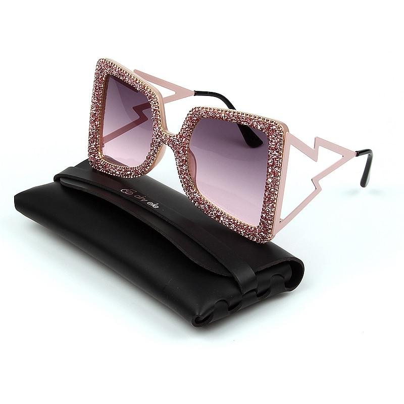  Vintage Women's Bling Stones Big Wide Temple Oversize Sunglasses - Women Sunglasses - DYAVOR® 