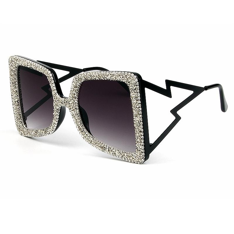  Vintage Women's Bling Stones Big Wide Temple Oversize Sunglasses - Women Sunglasses - DYAVOR® 