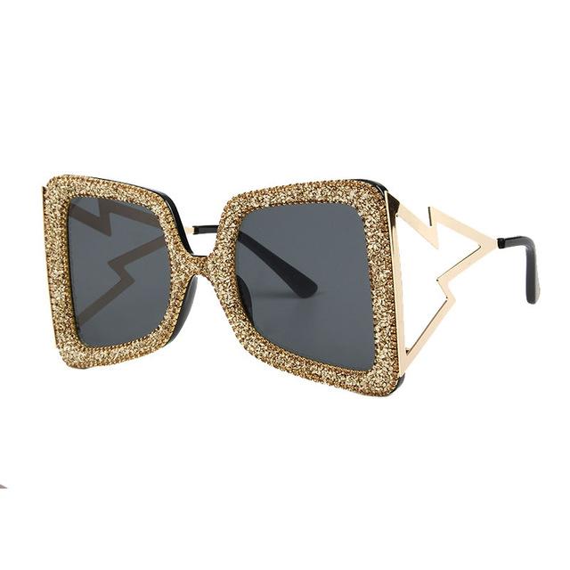  Vintage Women's Bling Stones Big Wide Temple Oversize Sunglasses - Women Sunglasses - DYAVOR® 
