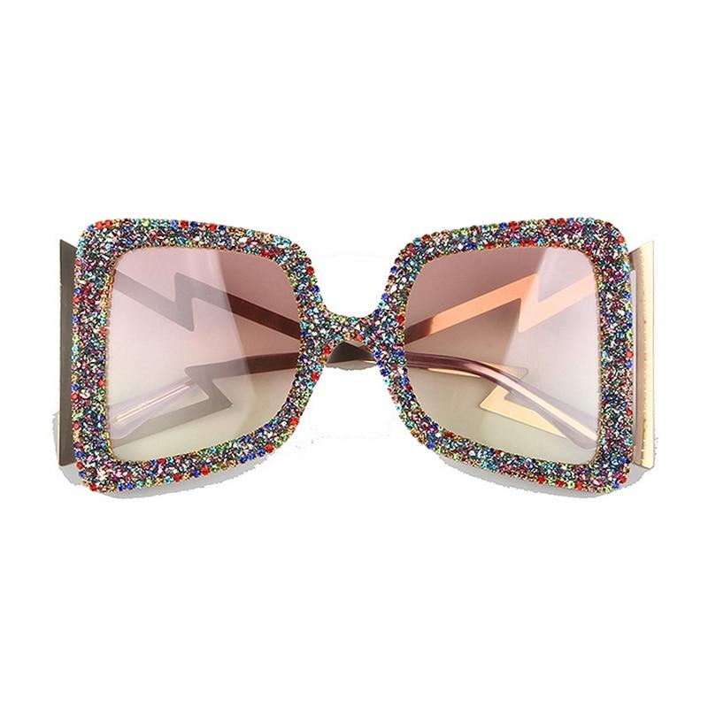  Vintage Women's Bling Stones Big Wide Temple Oversize Sunglasses - Women Sunglasses - DYAVOR® 