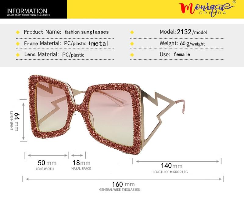  Vintage Women's Bling Stones Big Wide Temple Oversize Sunglasses - Women Sunglasses - DYAVOR® 