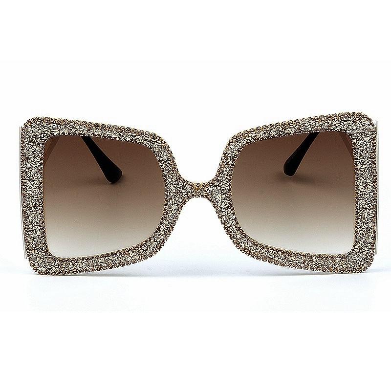  Vintage Women's Bling Stones Big Wide Temple Oversize Sunglasses - Women Sunglasses - DYAVOR® 