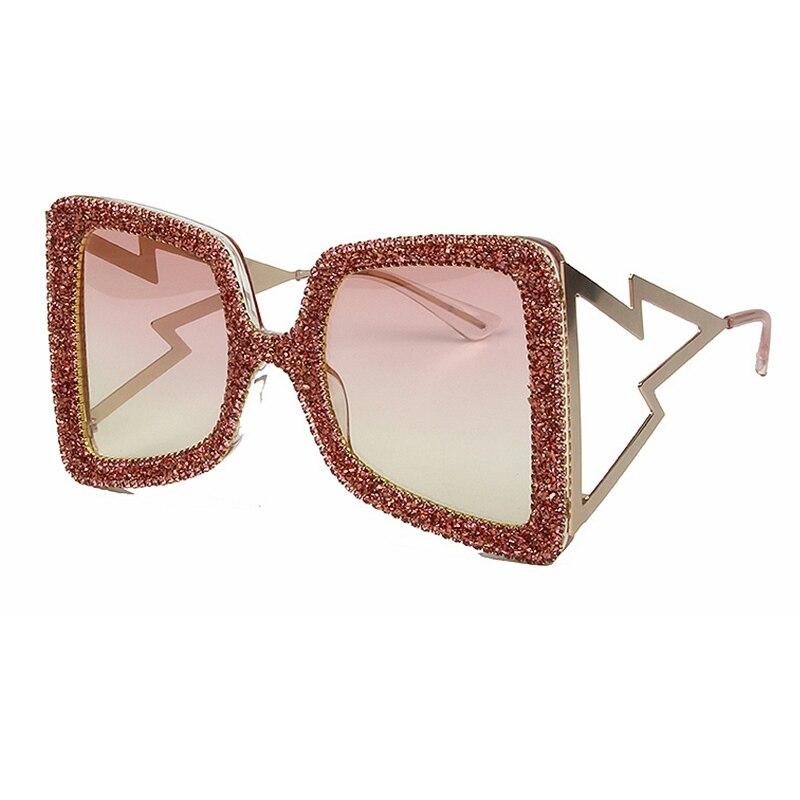  Vintage Women's Bling Stones Big Wide Temple Oversize Sunglasses - Women Sunglasses - DYAVOR® 