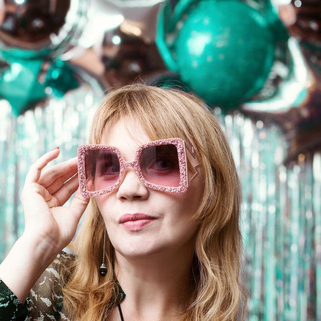  Vintage Women's Bling Stones Big Wide Temple Oversize Sunglasses - Women Sunglasses - DYAVOR® 