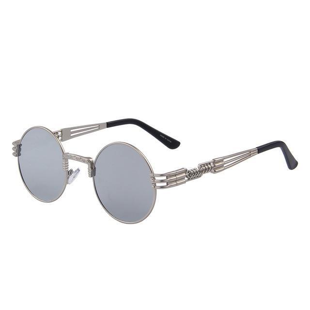  Women and Men Steampunk Retro Round Sunglasses with Metal Frame - Unisex Sunglasses - DYAVOR® 