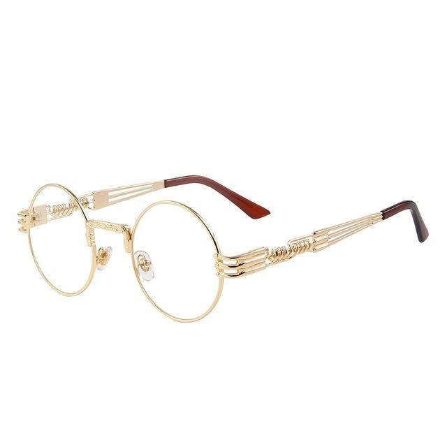  Women and Men Steampunk Retro Round Sunglasses with Metal Frame - Unisex Sunglasses - DYAVOR® 