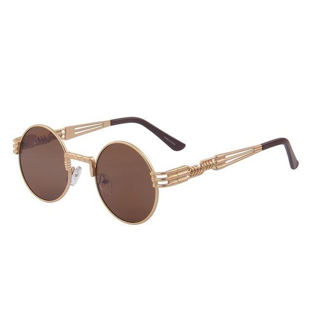  Women and Men Steampunk Retro Round Sunglasses with Metal Frame - Unisex Sunglasses - DYAVOR® 