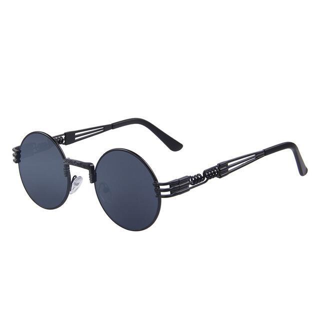  Women and Men Steampunk Retro Round Sunglasses with Metal Frame - Unisex Sunglasses - DYAVOR® 