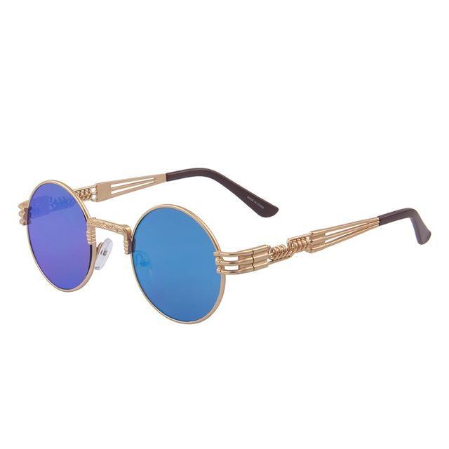  Women and Men Steampunk Retro Round Sunglasses with Metal Frame - Unisex Sunglasses - DYAVOR® 