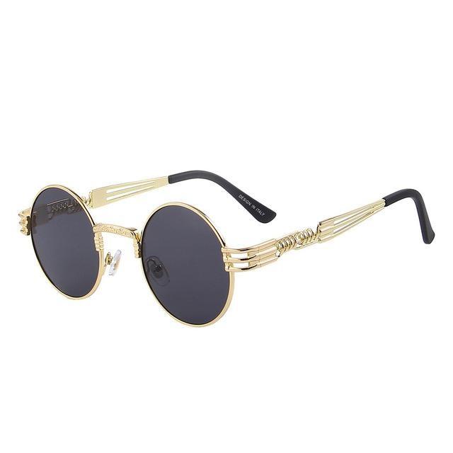  Women and Men Steampunk Retro Round Sunglasses with Metal Frame - Unisex Sunglasses - DYAVOR® 