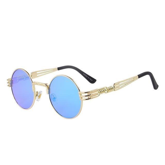 Women and Men Steampunk Retro Round Sunglasses with Metal Frame - Unisex Sunglasses - DYAVOR® 