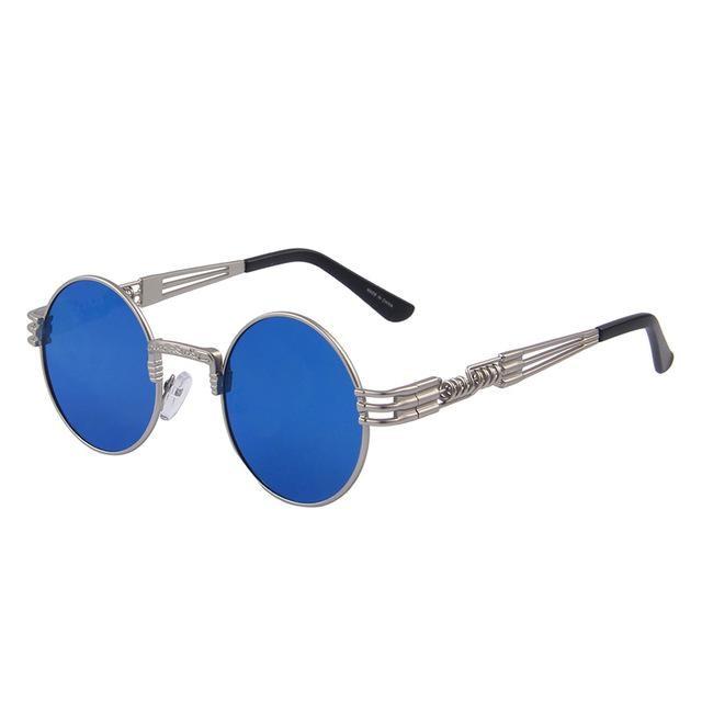  Women and Men Steampunk Retro Round Sunglasses with Metal Frame - Unisex Sunglasses - DYAVOR® 