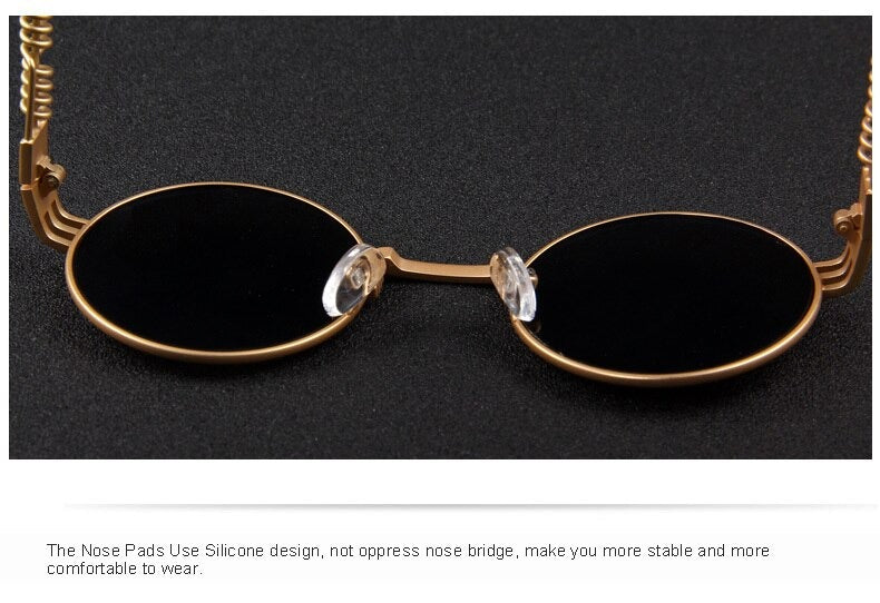  Women and Men Steampunk Retro Round Sunglasses with Metal Frame - Unisex Sunglasses - DYAVOR® 