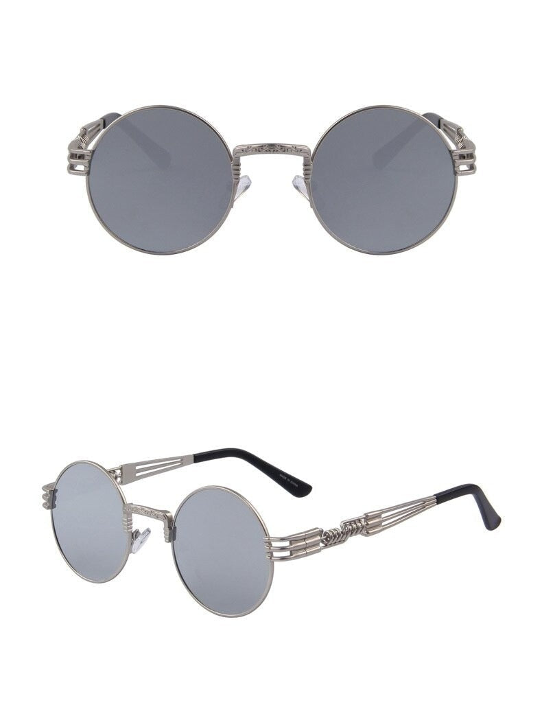  Women and Men Steampunk Retro Round Sunglasses with Metal Frame - Unisex Sunglasses - DYAVOR® 